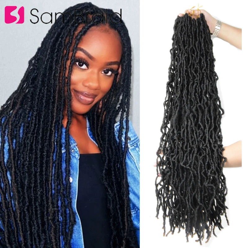 

SAMBRAID, 36 дюймов, Nu Locs, черные, мягкие, вязанные крючком волосы для наращивания, искусственные, вьющиеся, локс, поддельные волосы для женщин, 21 п...