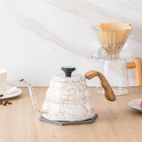 500ml pour over coffee kettle line pattern wood handle tea pot narrow gooseneck water control hand drip maker pouring pitcher