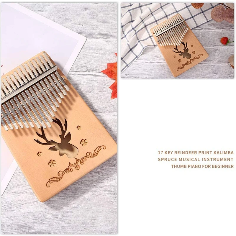 

Kalimba 17-Key Thumb Piano with Tuning Hammer, Portable Finger Piano Music Gift, Suitable for Children Adult Beginners