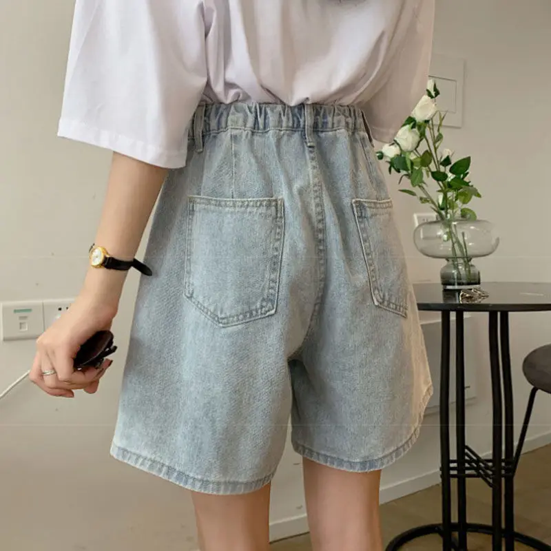 

Women's Denim Shorts thin leg Classic High Waist Blue Wide Leg Female Caual Summer Ladies Shorts Jeans For Women plus size