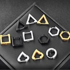 Серьги-гвоздики из титановой стали для мужчин и женщин, уличные геометрические многоугольныев форме сердцатреугольника, антиаллергенные украшения для ушей, лучший подарок