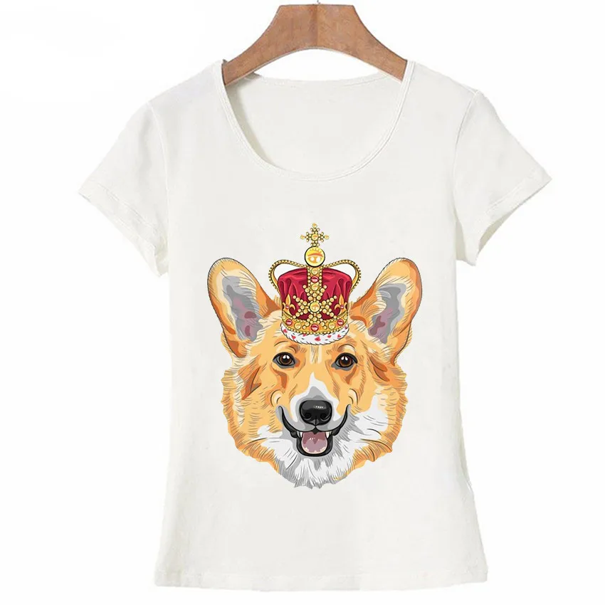 Pembroke Welsh corgi in oro corona Pantaloni A Vita Bassa футболка классная Women di Modo Estate Cane Casual e