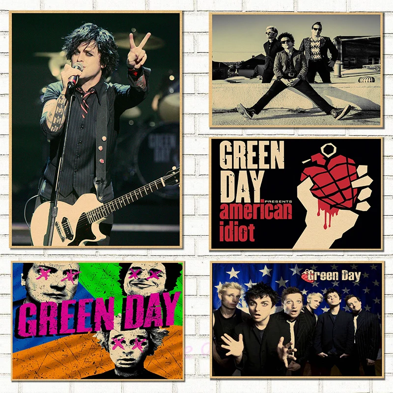 Винтажный Зеленый День постер музыкальной группы бумага для поделок в стиле