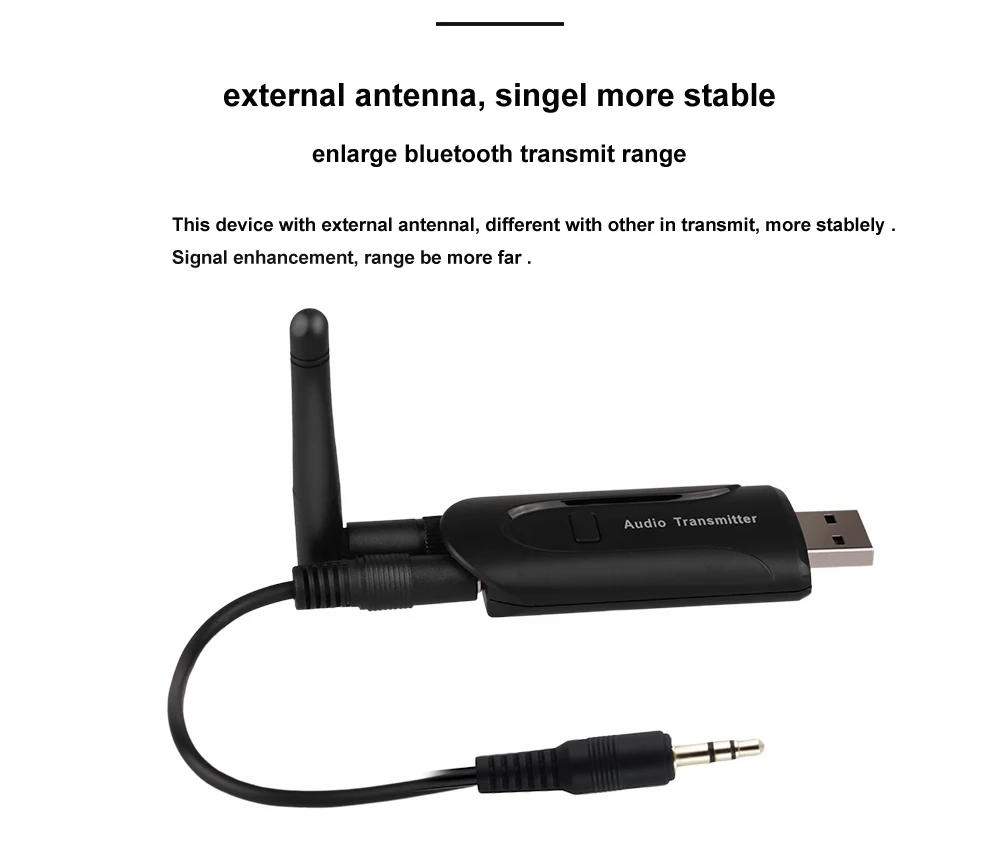 Bluetooth-передатчик B5 3 5 мм USB беспроводной аудио стерео-адаптер A2DP внешняя антенна