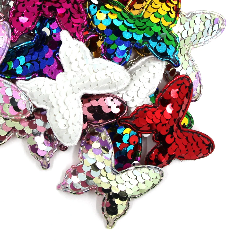 10 шт. в форме бабочки патчи Реверсивные блёстки колодки патч Paillette аппликация для