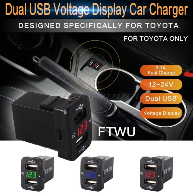 DC 12v USB Socket Charger Voltage Meter Voltmeter Cigarette Lighter 2 Port Power Adapter Interface S18 19 Dropship | Обустройство