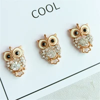 10pcs chic owl alloy charms pendants rhinestone bird owl charm fit earring necklace dangle diy jewelry accessory gold tone fx273
