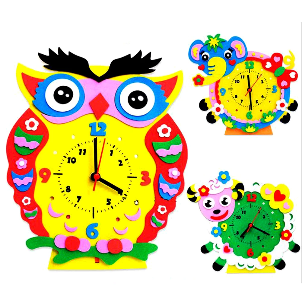 

Kids DIY 3D Clock Toy Children Handmade Animal Clock Arts Crafts Assembled Set Baby Handwork Ability Training Educational Toy