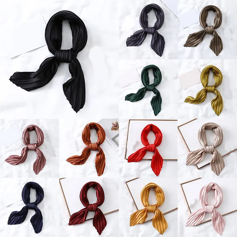 Элегантный женский Шелковый плиссированный шарф Женский повязка для волос