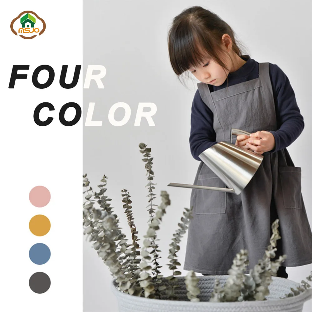 Фартук детский хлопковый с художественной росписью школьные песочные часы | Дом