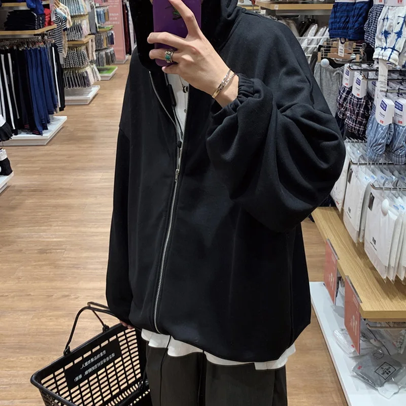 Толстовка мужская с капюшоном размера плюс на молнии худи в стиле оверсайз