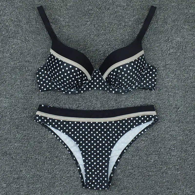 

Women Swimsuit Bikini Set Solid Adjustable Swimwear Beach Push Up