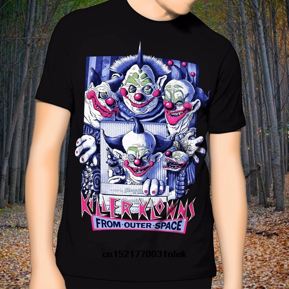Мужская футболка с принтом убийцы клоунов из космоса постером культового ужаса