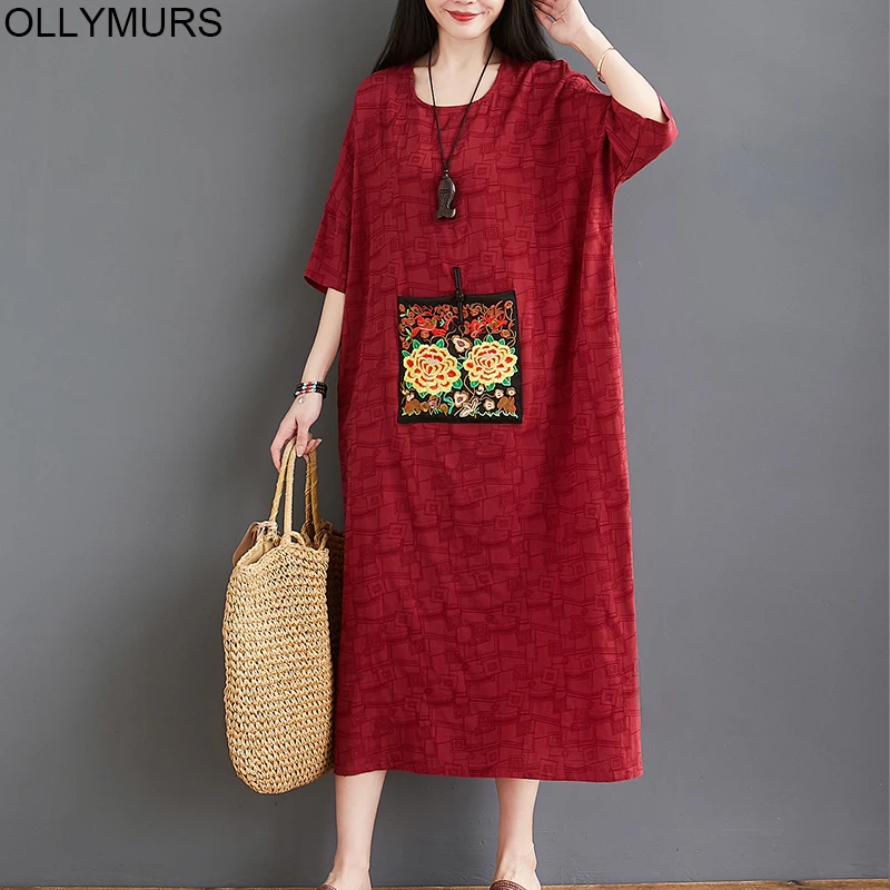 Женский халат большого размера летний сарафан женское платье хлопковое льняное