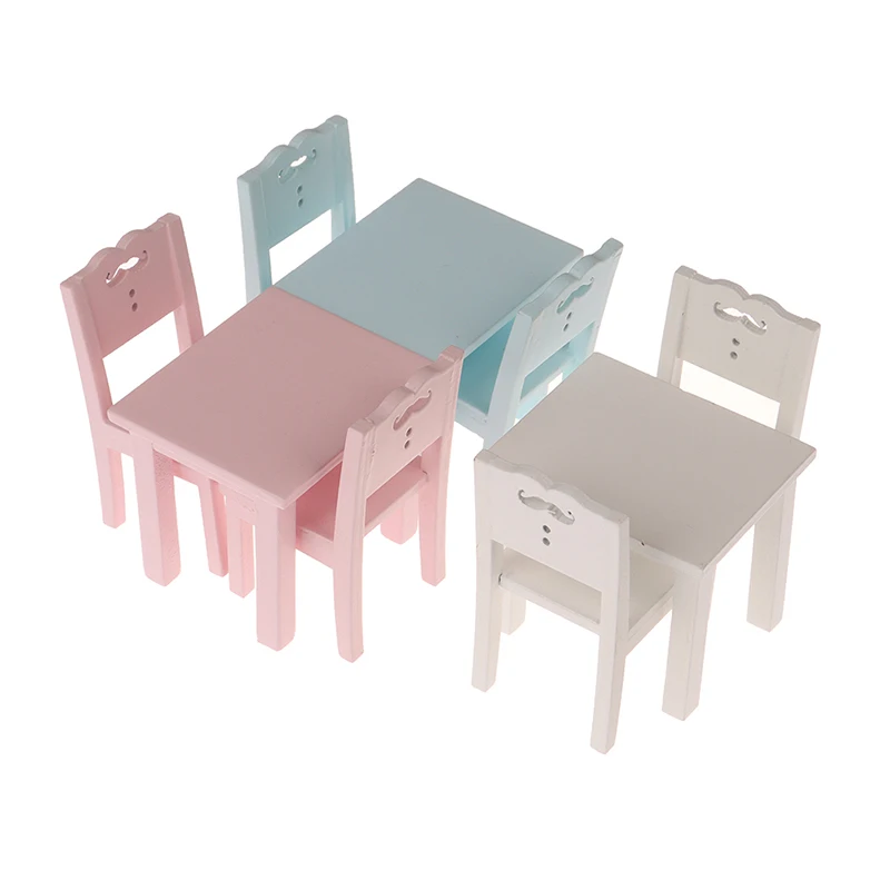 

Wooden Dining Table Chair Model Sets Simulation Dollhouse Accessory Decoration 1:12 Dollhouse Furniture Miniature