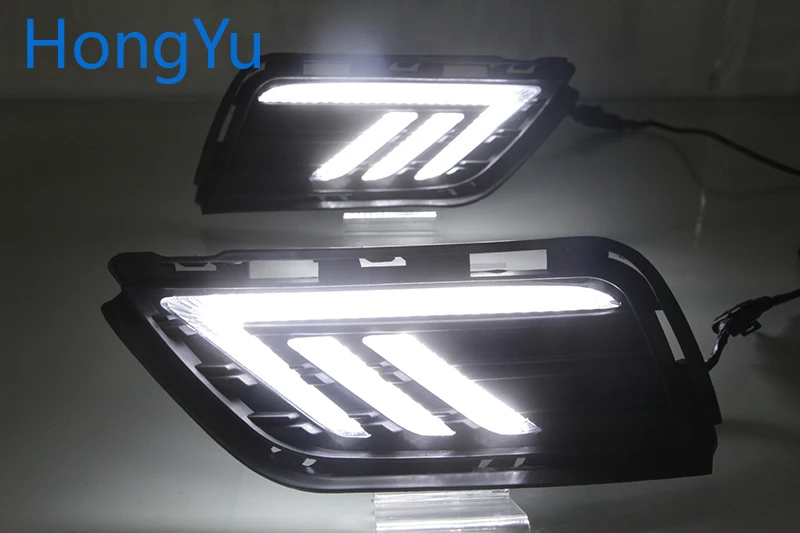 LED DRL For Roewe RX5 2016 2017 2018 2019 Daytime Running Lights Fog Lamp Cover with Yellow Turn Signal Functions | Автомобили и