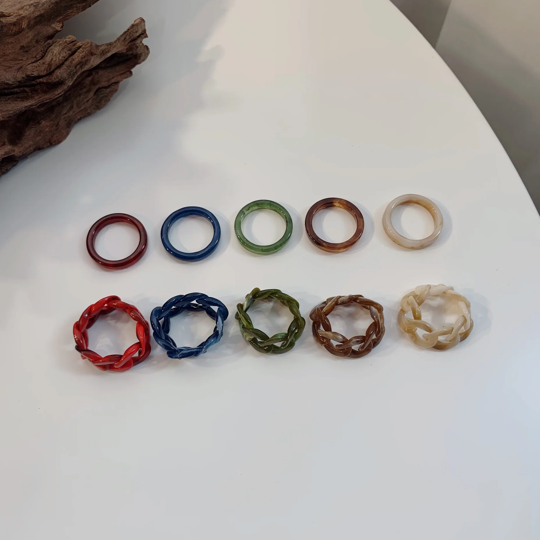 

Minimalist Color Chunky Rings Trendy Geometric Round Circle Rings for Women Thick Resin Stack Rings Female Wedding Jewelry