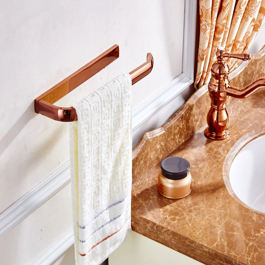 

Punch-free Rose gold towel rack Copper Towel Rack Holder towel ring Hanger home bathroom decoration Length 30cm