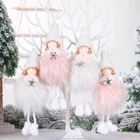 Новые милые рождественские украшения, розово-белые шелковые плюшевые подвесные ангельские куклы, оконные украшения для дома, Новогодние рождественские подарки для детей
