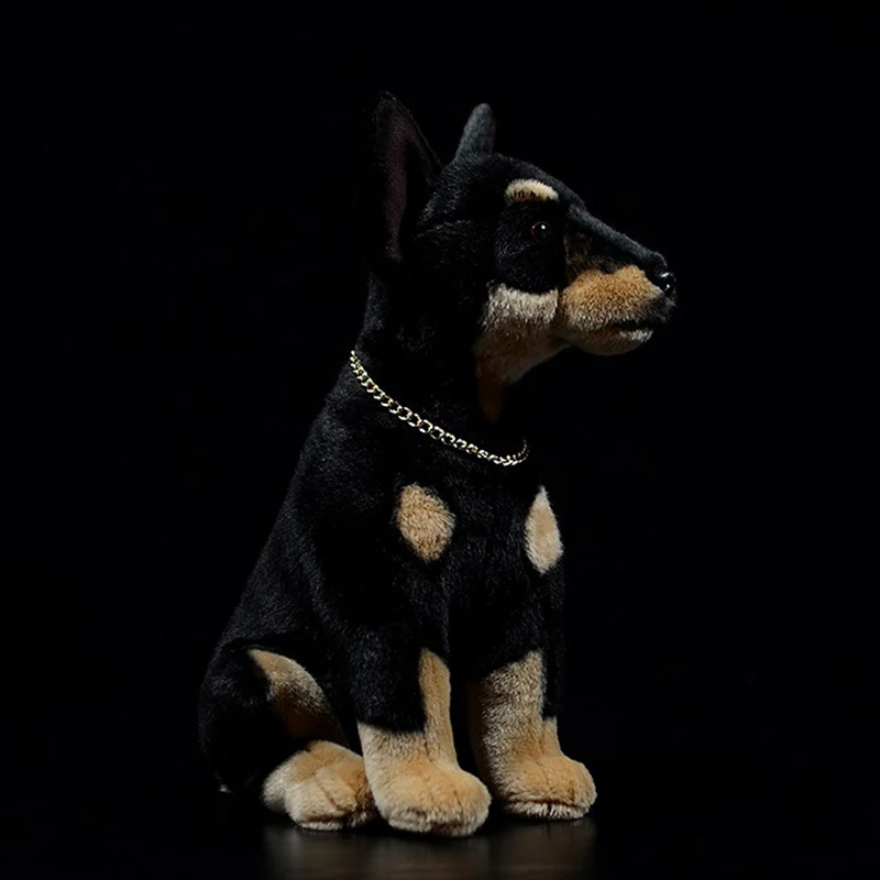 Милая мягкая плюшевая игрушка Dobermann короткая черная полиция собака кукла