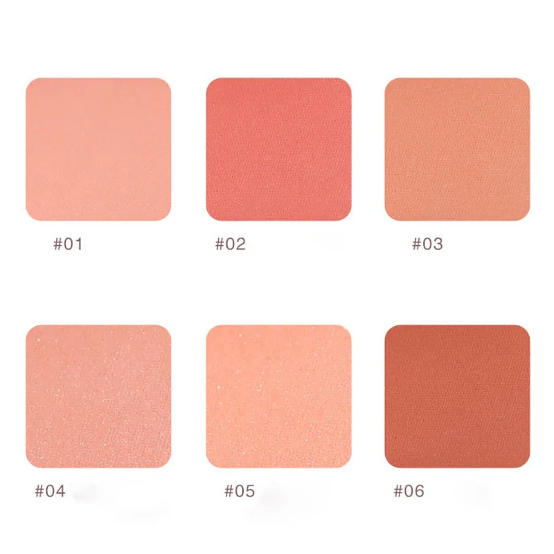 

6 color Monochrome peach blush highlighting repairing waterproof long-lasting brightening shimmering rouge natural nude makeup