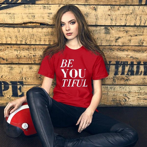 

Женская футболка Be You Tiful, футболка на день рождения, подарок для мамы на годовщину, повседневная женская футболка из чистого хлопка с изобра...