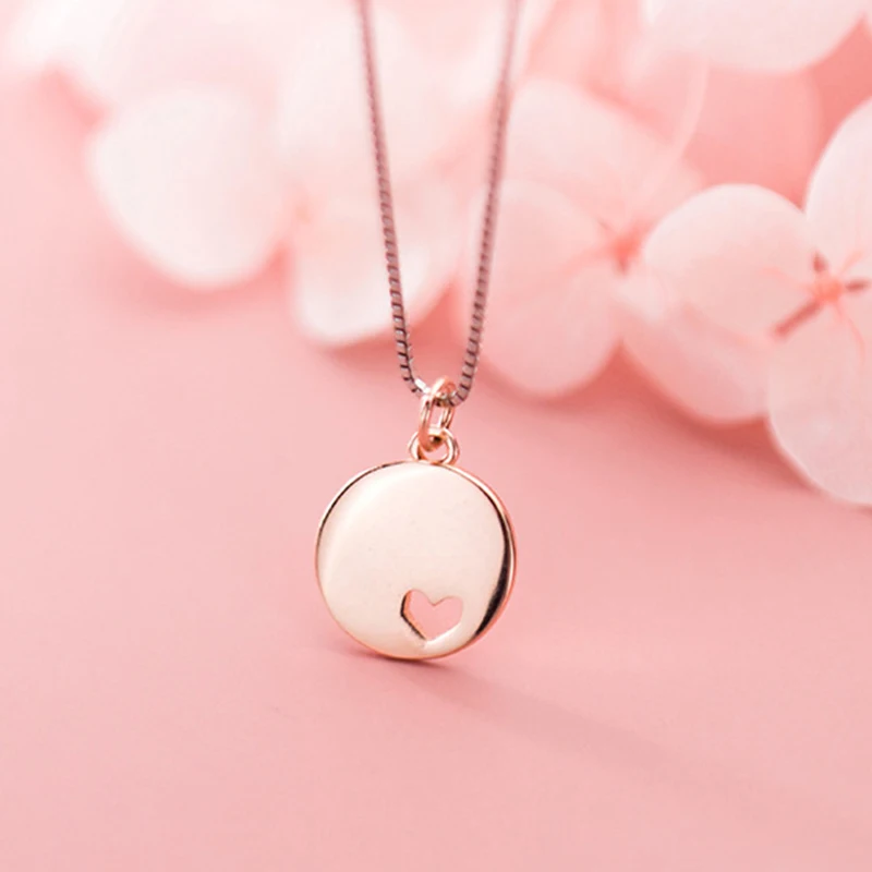 Ожерелье из стерлингового серебра 925 пробы с полым сердцем круглая подвеска на