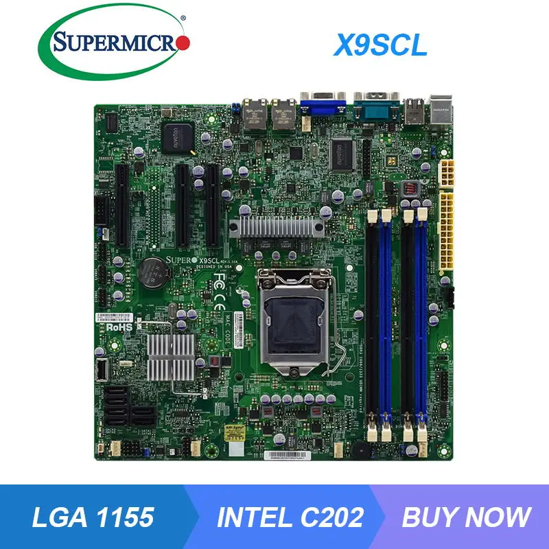 

Материнская плата X9SCL для сервера Supermicro LGA 1155, Intel C202, DDR3 32 ГБ, Intel Xeon E3-1200 v2