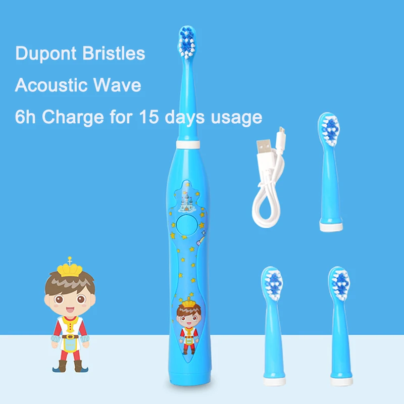 

CE ROHS Dupont Bristles Ultrasonic Tooth Cleaner Brush Electric Toothbrush Kids With 4 Brush Heads