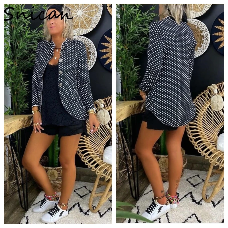 Женская куртка с принтом в горошек летние пальто длинным рукавом базовые куртки