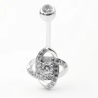 925 sterling silver bell button ring cubic zircon navel piercing ring fashion body piercing jewelry