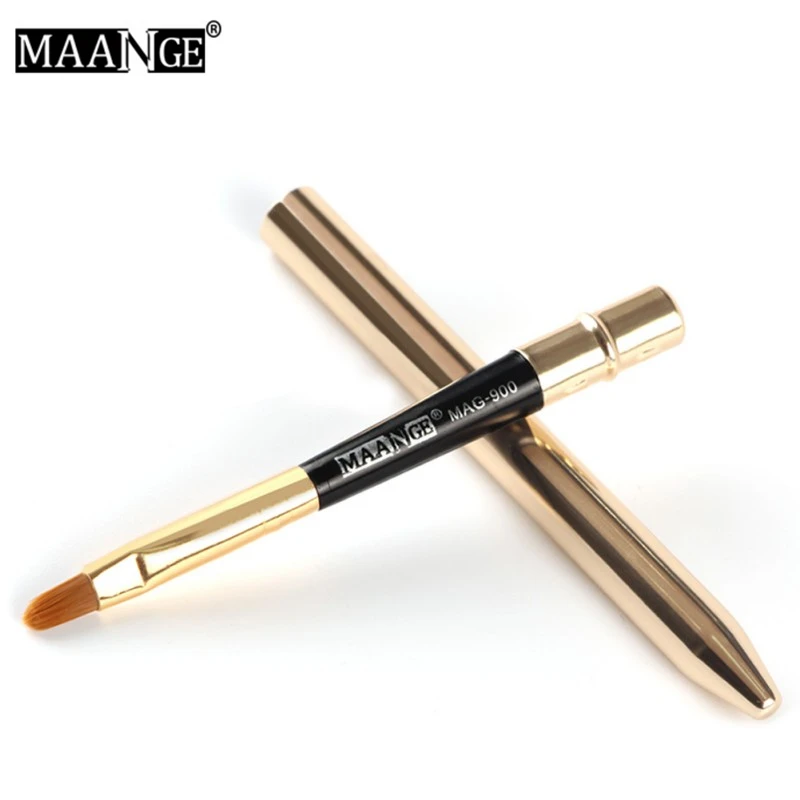 Золотая и черная кисточка для макияжа губ металлическая ручка косметический