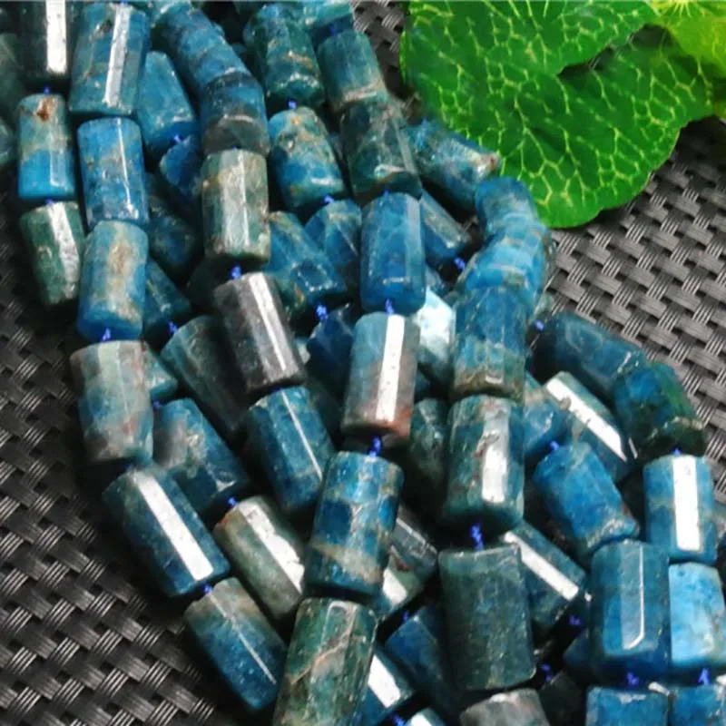

11x17mmNatural Smooth irregular Columnar shape Blue Apatite stone Beads For DIY necklace bracelet jewelry make 15 "free delivery