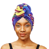 muslim flower print knotted turban for women chemo cap headscarf beanie hat party turban headwear cap hair accessories