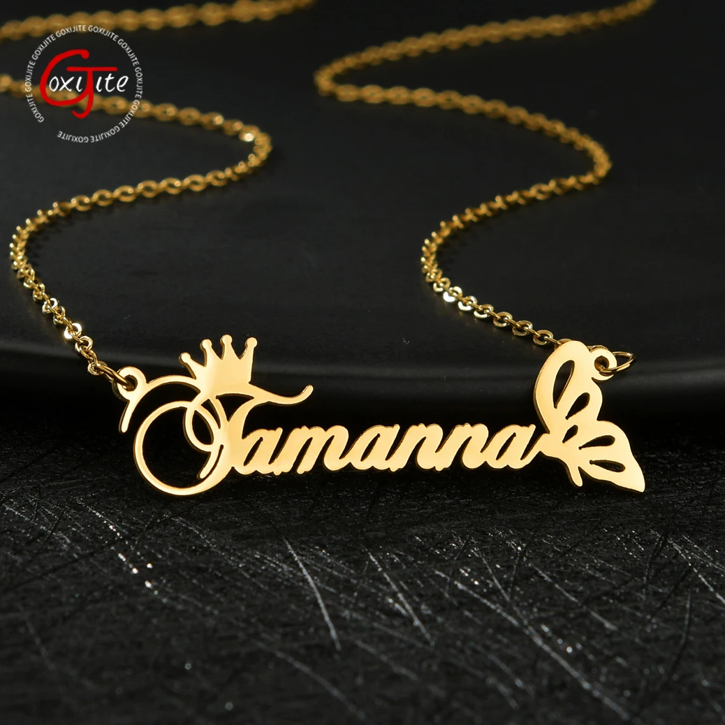

Goxijite 2021 Fashion Name Necklace Custom Stainless Steel Letter Name Butterfly Choker Necklaces For Women Best Jewelry Gift