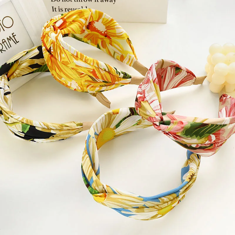 

Flower Colorful Knot Headbands For Women Hairbands Print Scrunchies Hair Accessories Hair Bows Hair Band Headband