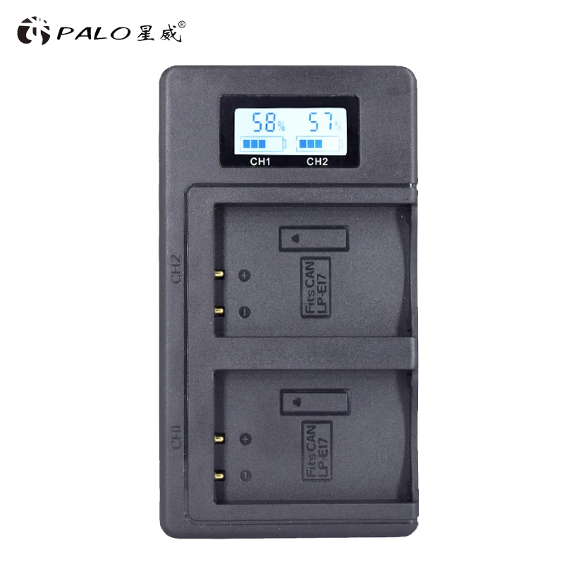 PALO 2 слота LPE17 LP E17 LP-E17 ЖК-дисплей USB Dual Зарядное устройство для цифровой однообъективной зеркальной камеры Canon EOS 200D M3 M6 750D 760D T6i T6s 800D 8000D поцелуй X8i камеры