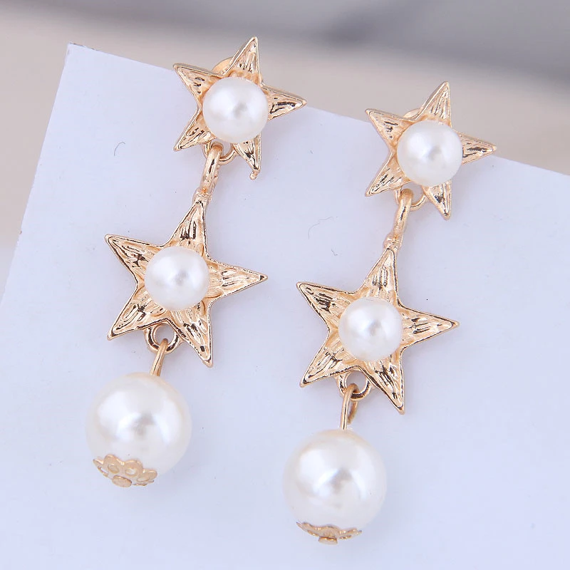 Модные богемные Висячие серьги для женщин трендовые корейские с жемчугом и