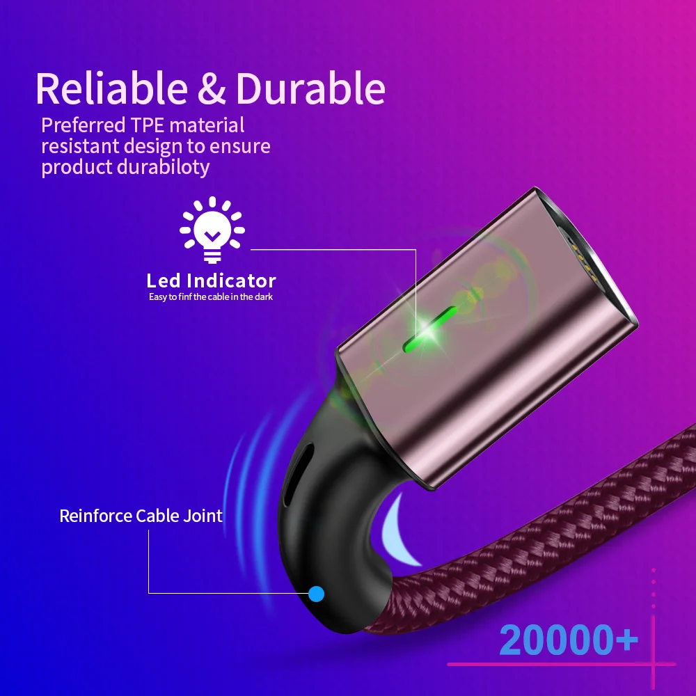 Магнитный кабель Micro USB для быстрой зарядки и передачи данных 3 А Samsung S7 Edge Redmi 6A 4X