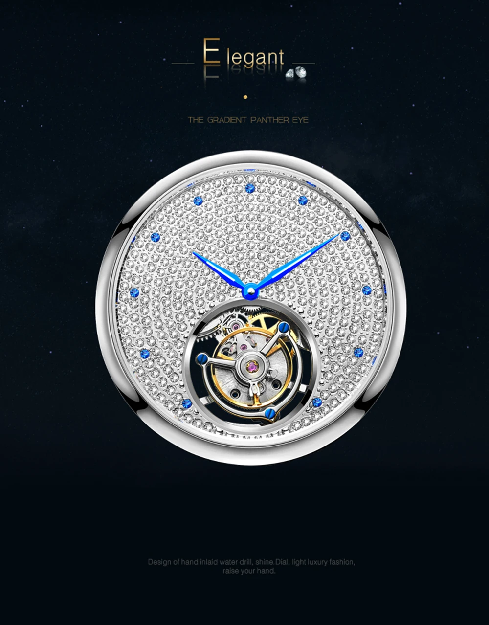 ORKINA Brand Luxury High-End Automatic Mechanical Watches Tourbillon Hollow Precious Stones Inlaid Mechanical Men's Watches