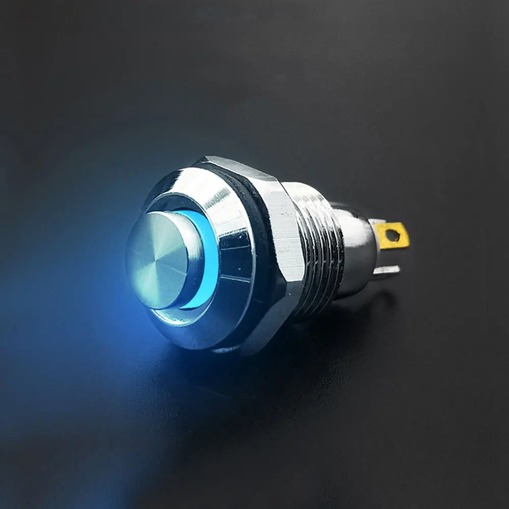 

1pc 10mm Metal Push Button Switch with LED Indicator Self-reset Momentary Self-locking Latching 4pins High Head 12V-24V