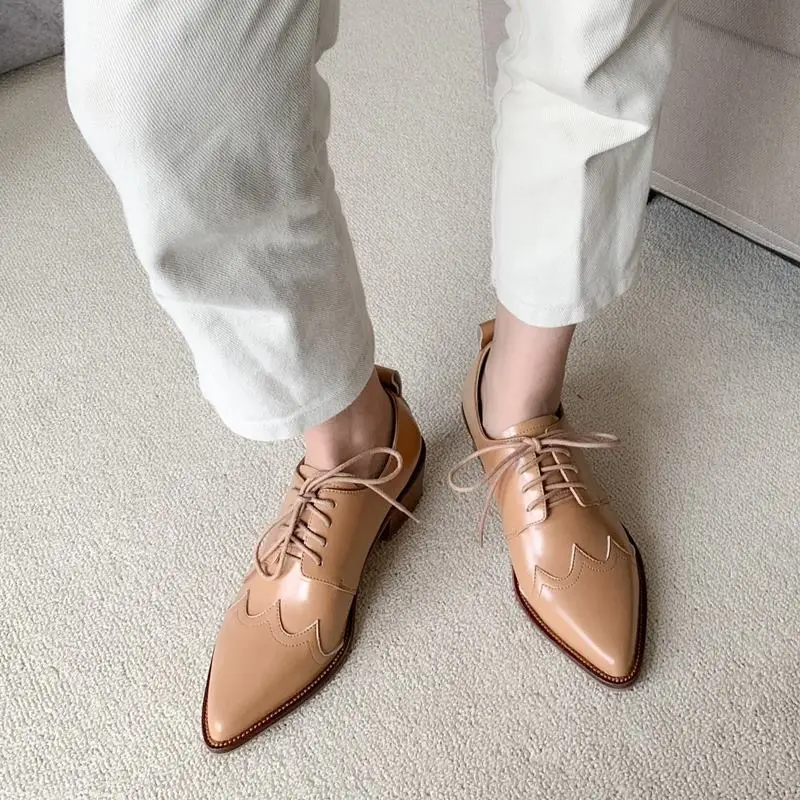 

ALLBITEFO pointed toe cross tied natural genuine leather women heels fashion casual high heel shoes Talons hauts femme