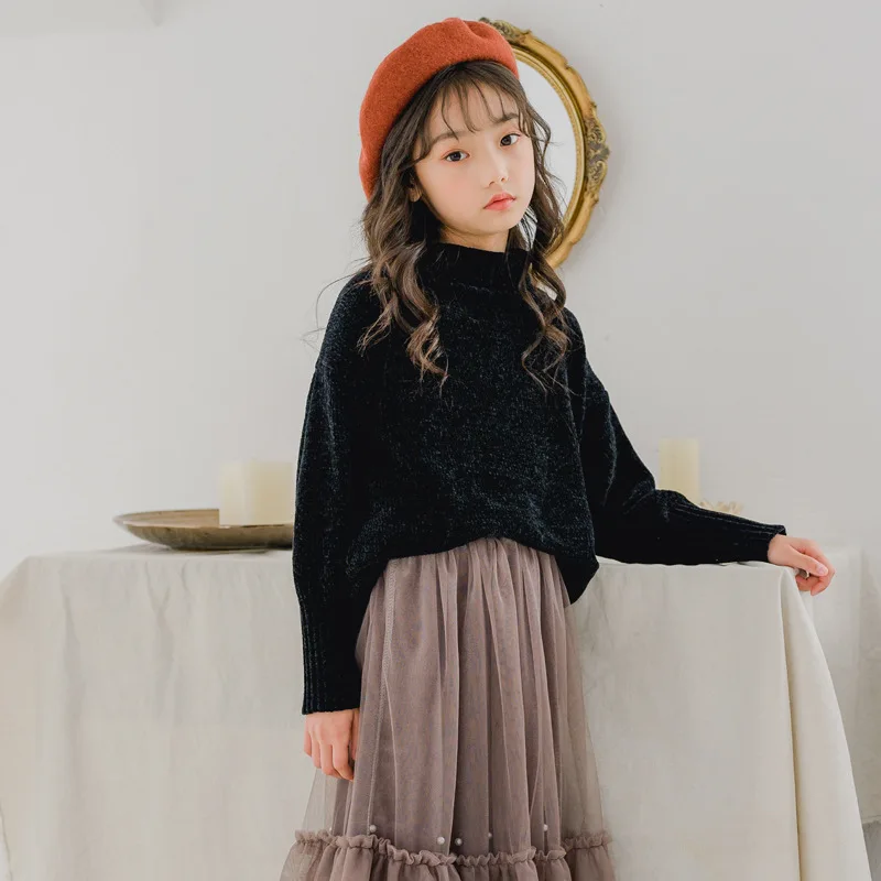 Новинка 2019 свободные толстые свитера для девочек детская теплая водолазка