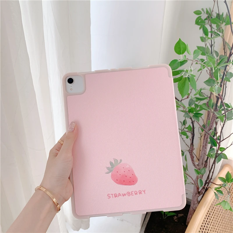 

Cute Strawberry For iPad Pro 2020 10.9 2018 10.5 inch Case for iPad 2017 2018 Air2 9.7 Mini 5 Cover Capa With Pencil Slot Cases