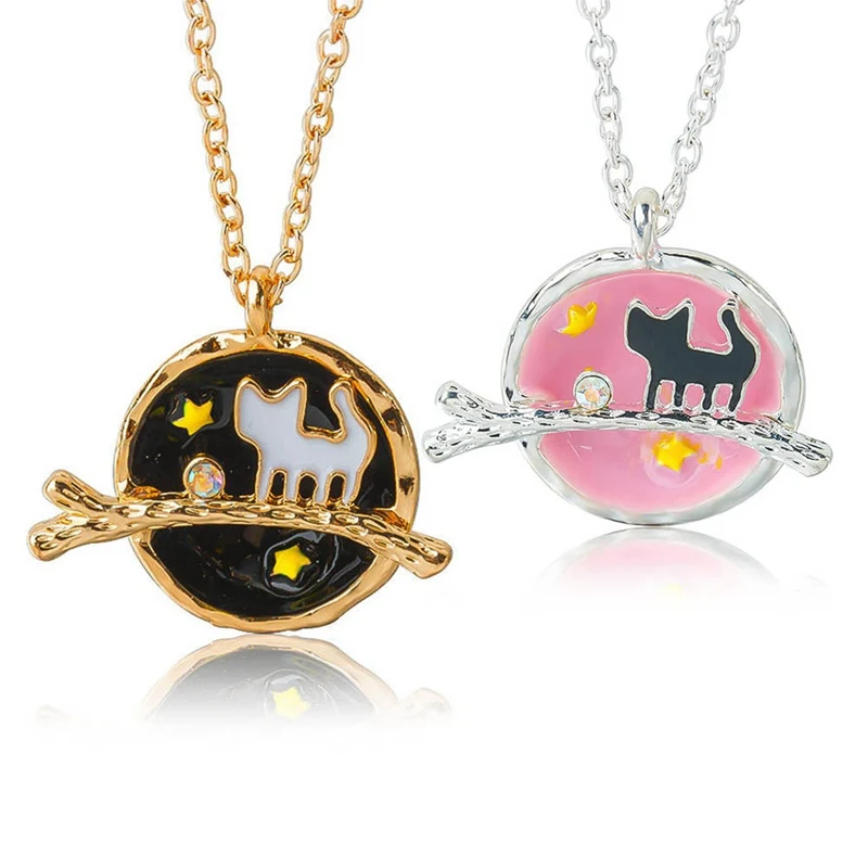 Трендовое сказочное ожерелье с кулоном в виде милого кота и звезд планет
