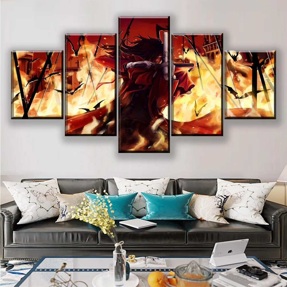 Холст плакат Декор в гостиную рамки 5 шт. алукард темно аниме Hellsing живопись
