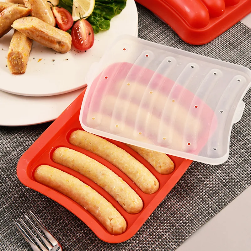 

2Pcs 6 in 1 Sausage Maker Silicone Mold DIY Hot Dog Handmade ham sausage mould Kitchen Making and Refrigerated tool