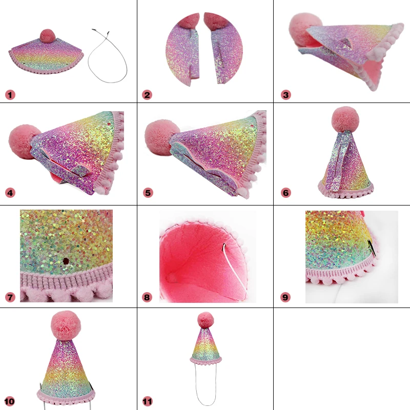 

1 2 3 Year Birthday Hat Glitter Non-woven Fabric Mermaid Tail Birthday Mini Crown Little Mermaid Party Supplies Girls Gift Decor