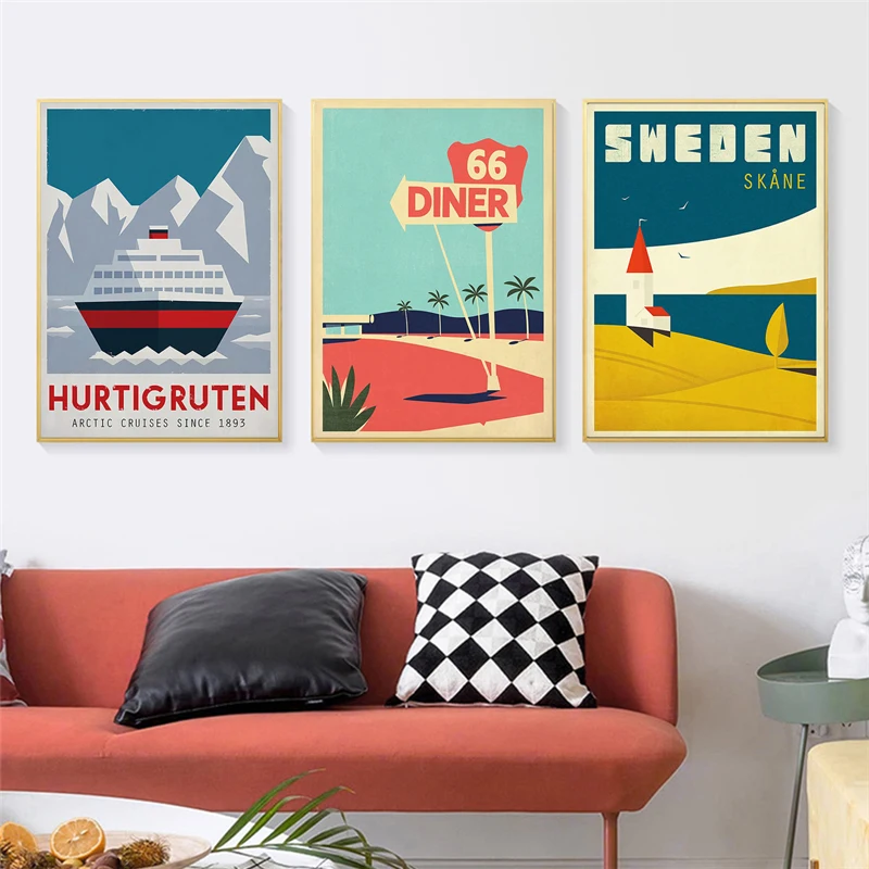 

Modern City Travel Poster London New York Nordic Landscape Wall Art Canvas Painting Wall Picture for Living Room Home Decoration