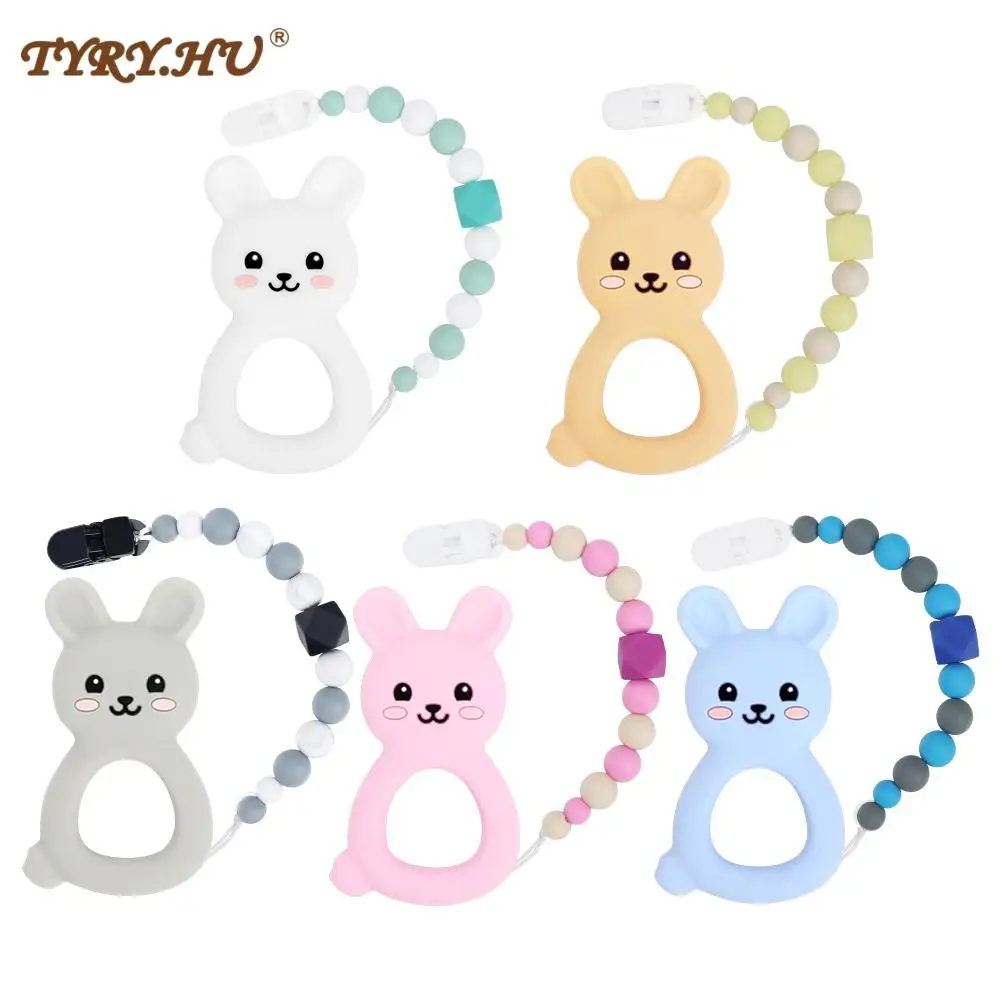 

TYRY.HU Pacifier Clip Holder Chain Teething Silicone Pacifier Chain Holder Baby Teether Dummy Clip BPA FREE Siilicone Teether